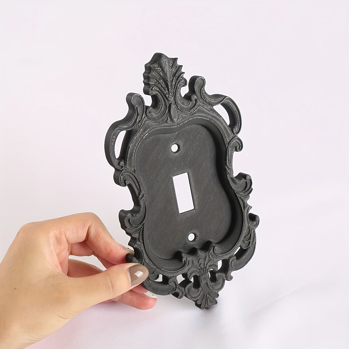 1pc Gothic Home Decoration Elegant Black Wall Plate Covers: Durable, Screw-in, No Power Required - Perfect for Light & Toggle Switches