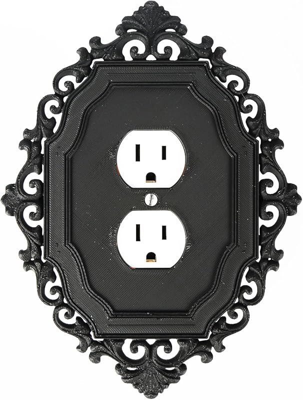 Gothic Victorian style light switch cover wall decoration, black design, single switch (C)