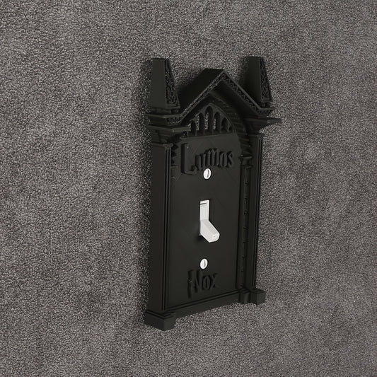 3D Printed Halloween Switch Plate Cover - Gothic Arch Design with "Caligari's NOX" Text