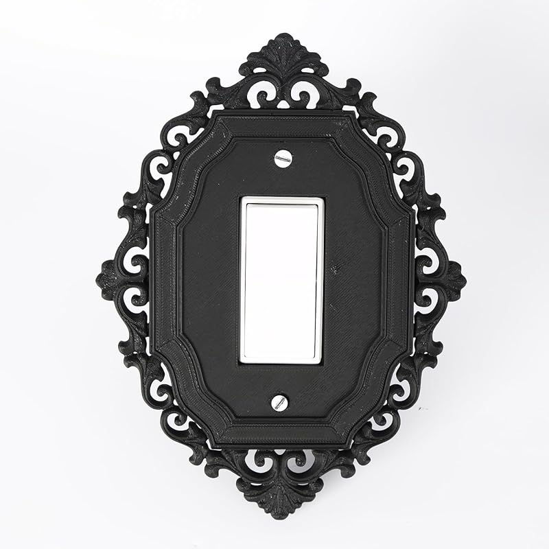 Gothic Victorian style light switch cover wall decoration, black design, single switch (C)
