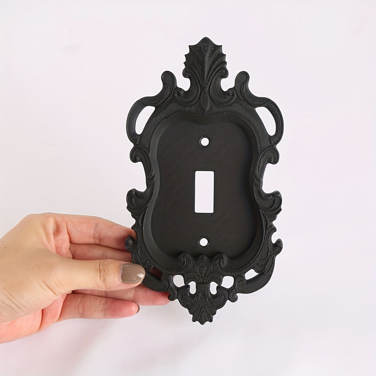 1pc Gothic Home Decoration Elegant Black Wall Plate Covers: Durable, Screw-in, No Power Required - Perfect for Light & Toggle Switches