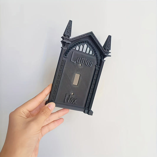 3D Printed Halloween Switch Plate Cover - Gothic Arch Design with "Caligari's NOX" Text