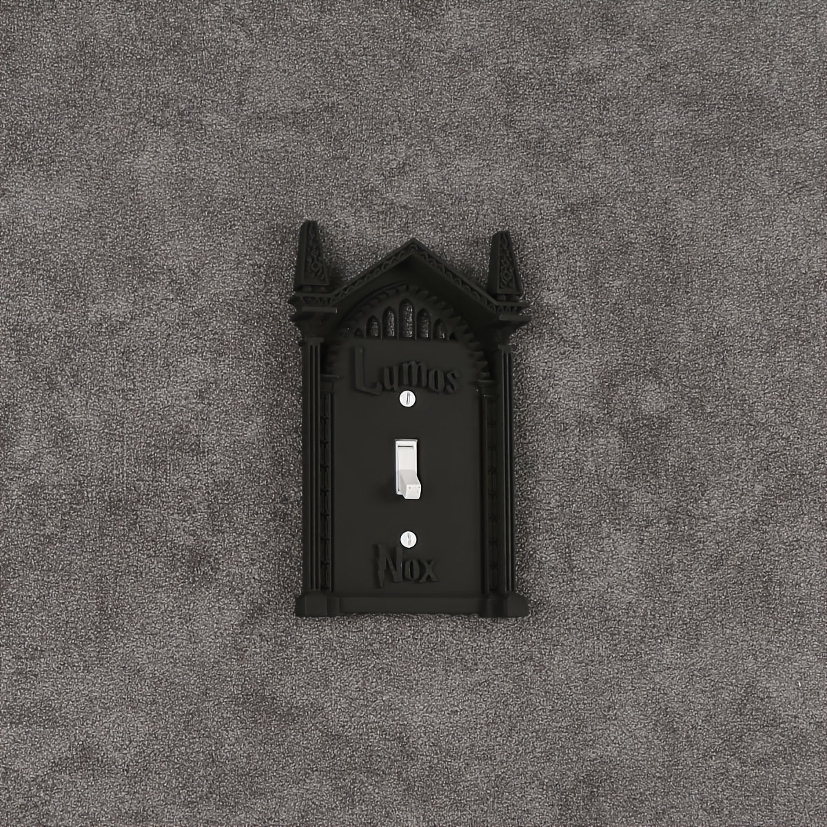 3D Printed Halloween Switch Plate Cover - Gothic Arch Design with "Caligari's NOX" Text
