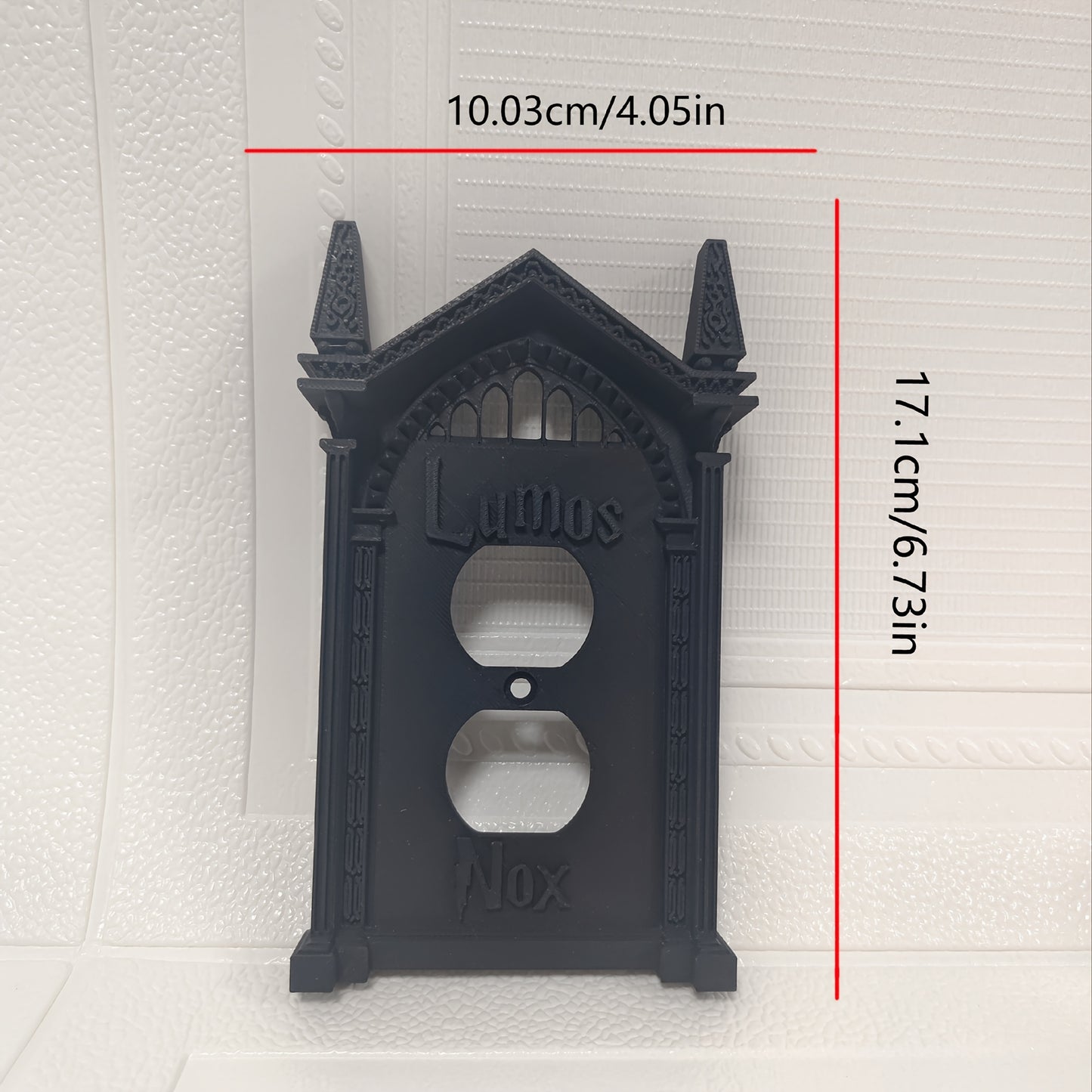 3D Printed Halloween Switch Plate Cover - Gothic Arch Design with "Caligari's NOX" Text