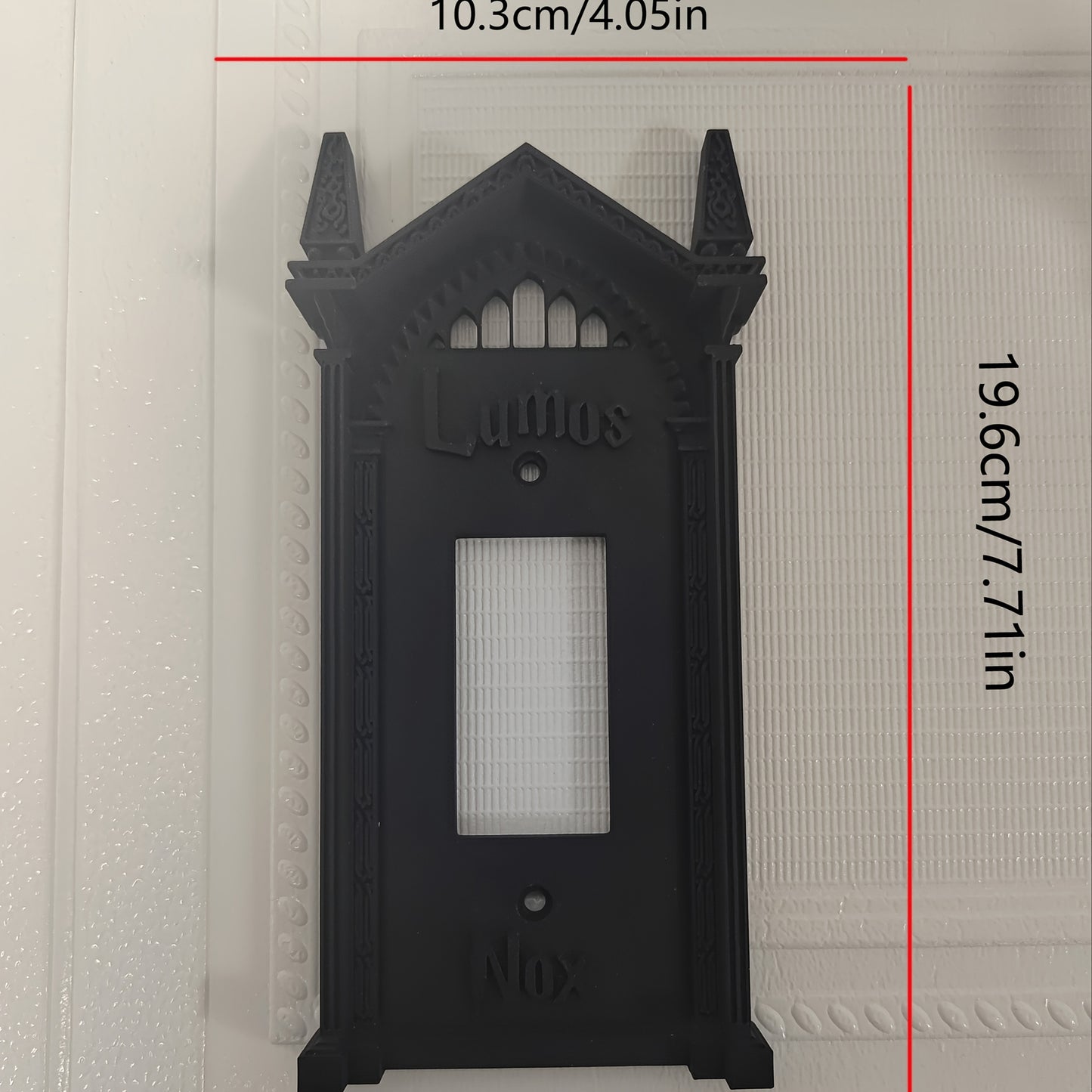 3D Printed Halloween Switch Plate Cover - Gothic Arch Design with "Caligari's NOX" Text