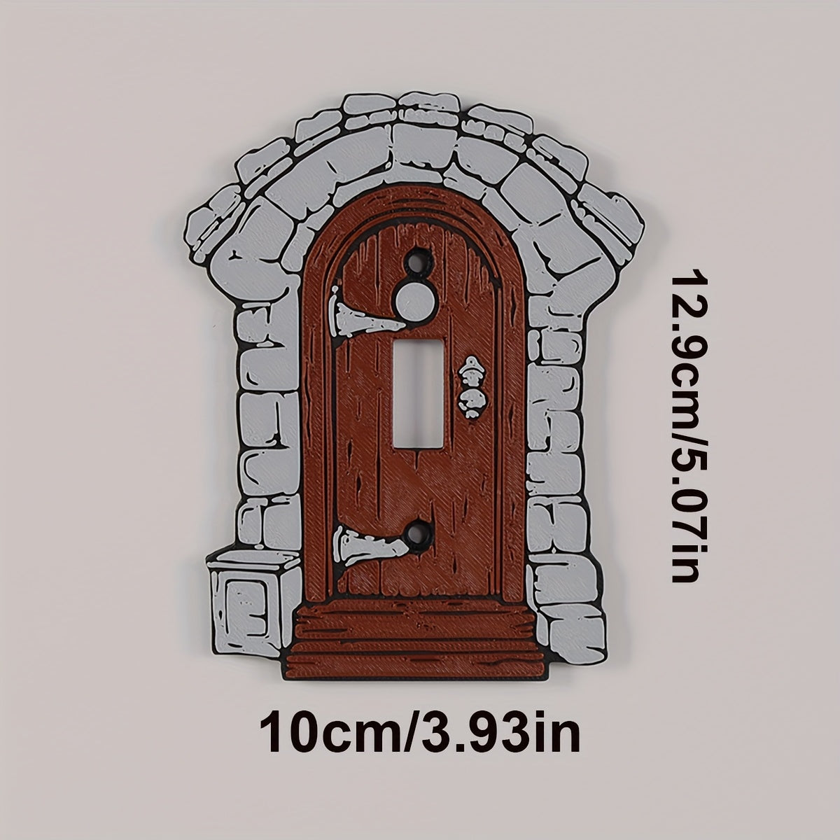 1 piece retro castle style switch cover, stone arch with wooden door design, no electricity, no battery, light switch cover, easy to install
