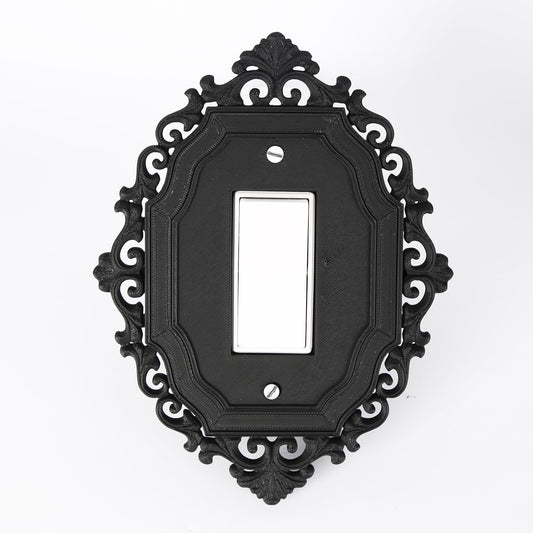 Gothic Victorian style light switch cover wall decoration, black design, single switch (C)