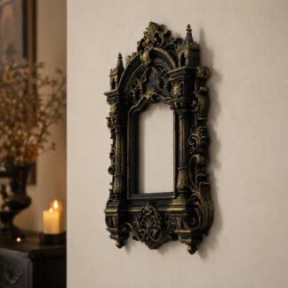 1pc Gothic Retro Castle Carved Frame Vintage Black Gold Rectangular Decorative Photo Frame Wall Hanging Frame