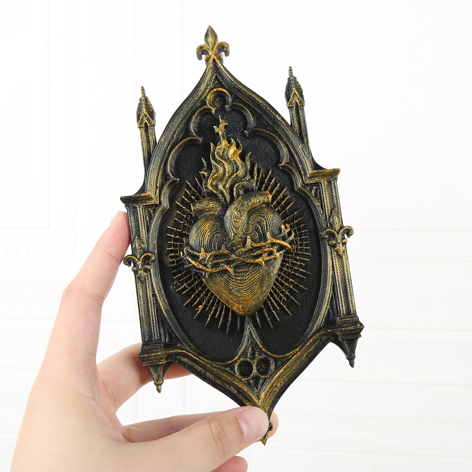 Gothic Church Thorns Sacred Heart Relief Wall Hanging - Image 2