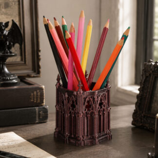 1pc Gothic Church Architecture Pen Holder Vintage Desktop Storage Pot Study Office Decor Ornament