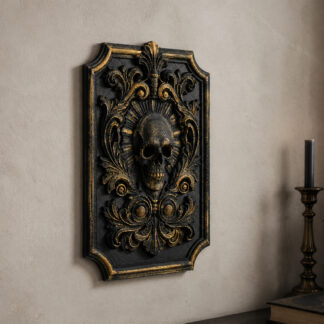 Vintage Embossed Skull Wall Plaque Gothic Dark Style Wall Hanging Ornament For Halloween