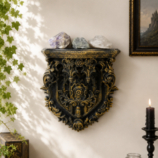 1pc Gothic Vintage Carved Wall Shelf Dark Relief Wall Mount Storage Floating Shelf Porch Wall Hanging Decor