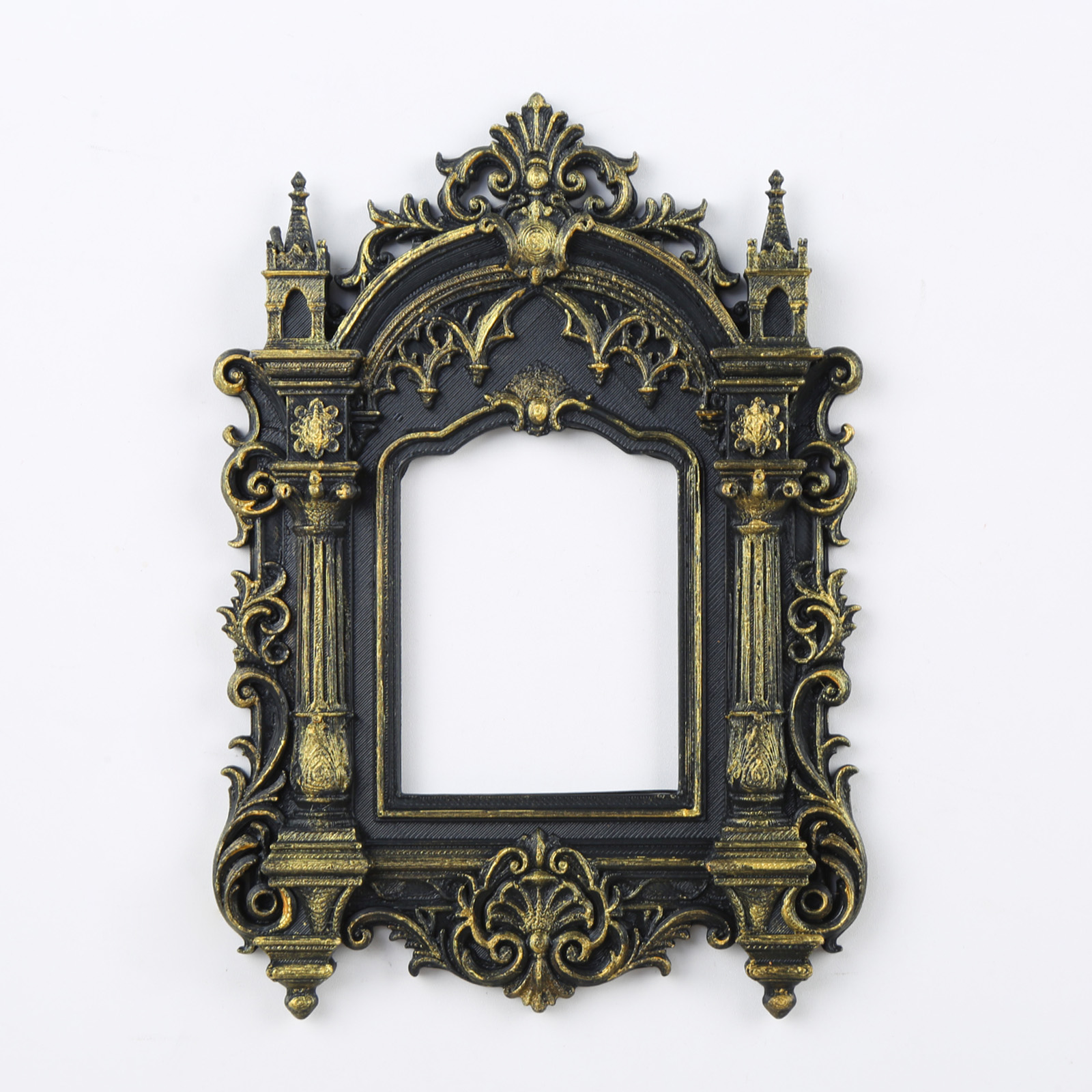 1pc Gothic Retro Castle Carved Frame Vintage Black Gold Rectangular Decorative Photo Frame Wall Hanging Frame - Image 3
