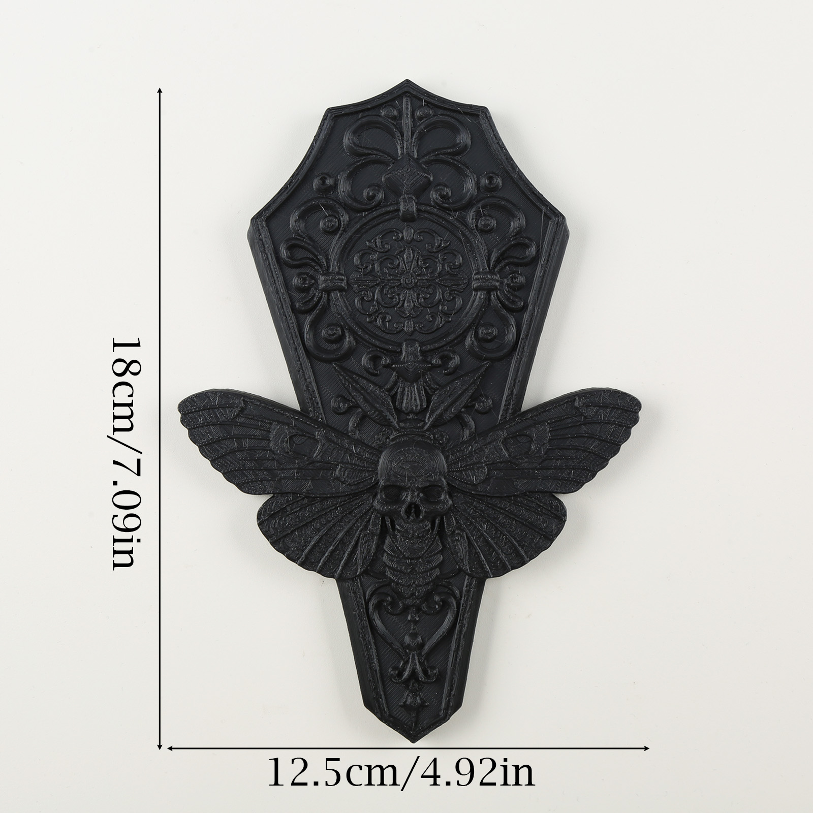 1pc Gothic Coffin Skull Moth Wall Decor Vintage Carved Dark Death Moth Wall Hanging Ornament - Image 2