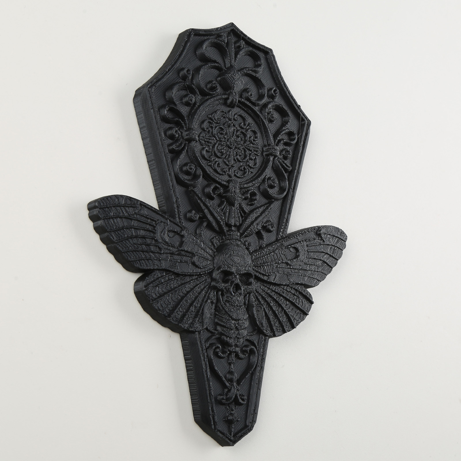 1pc Gothic Coffin Skull Moth Wall Decor Vintage Carved Dark Death Moth Wall Hanging Ornament - Image 3
