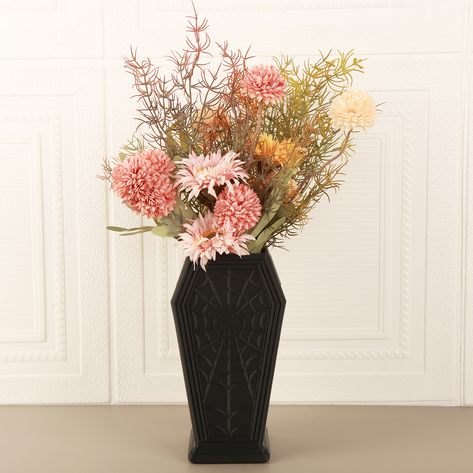 1pc Coffin‑Shaped Spider Web Vase Halloween Dark Style Dried Flower Home Desktop Decor Ornament - Image 3