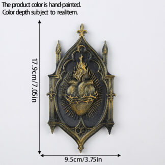 Gothic Church Thorns Sacred Heart Relief Wall Hanging