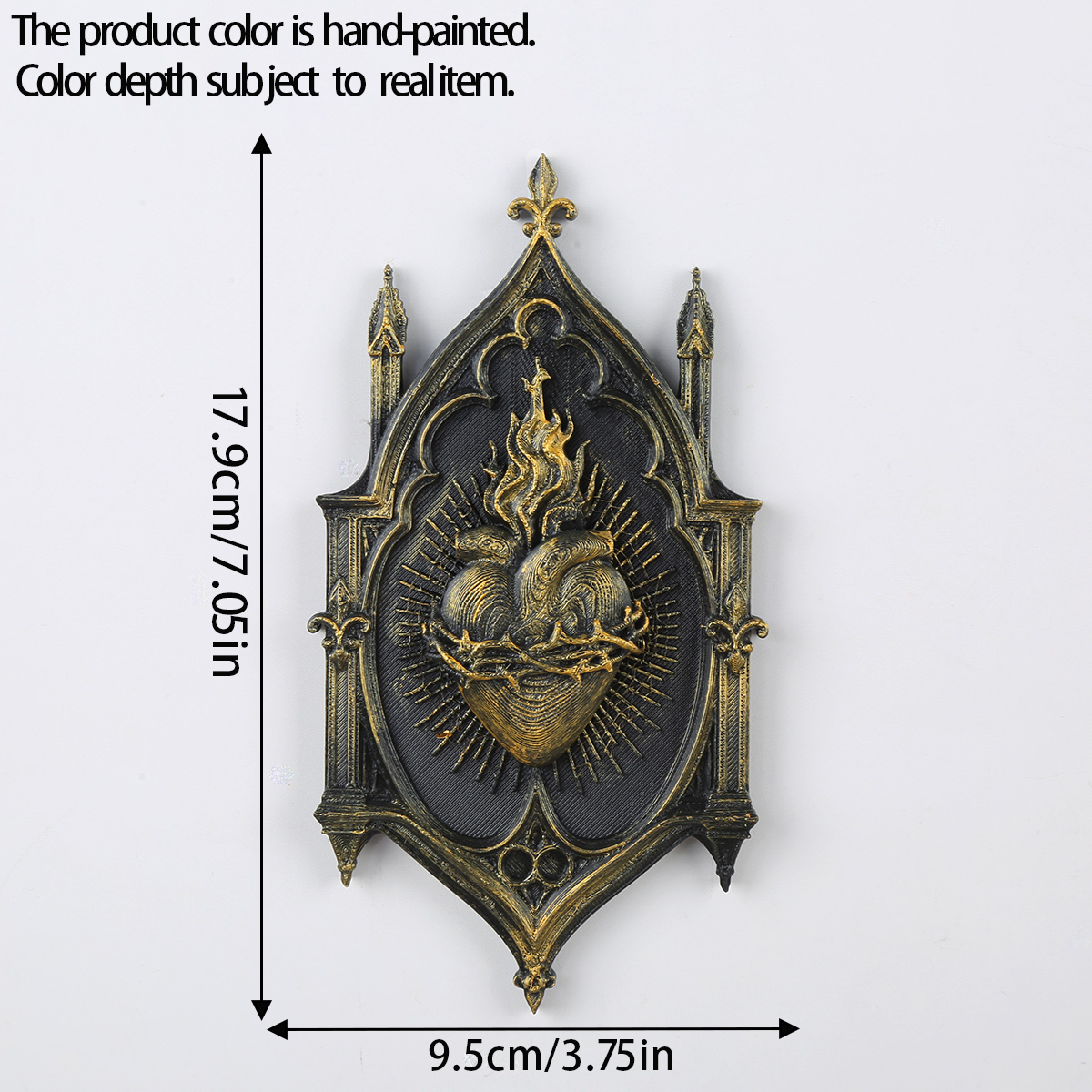 Gothic Church Thorns Sacred Heart Relief Wall Hanging