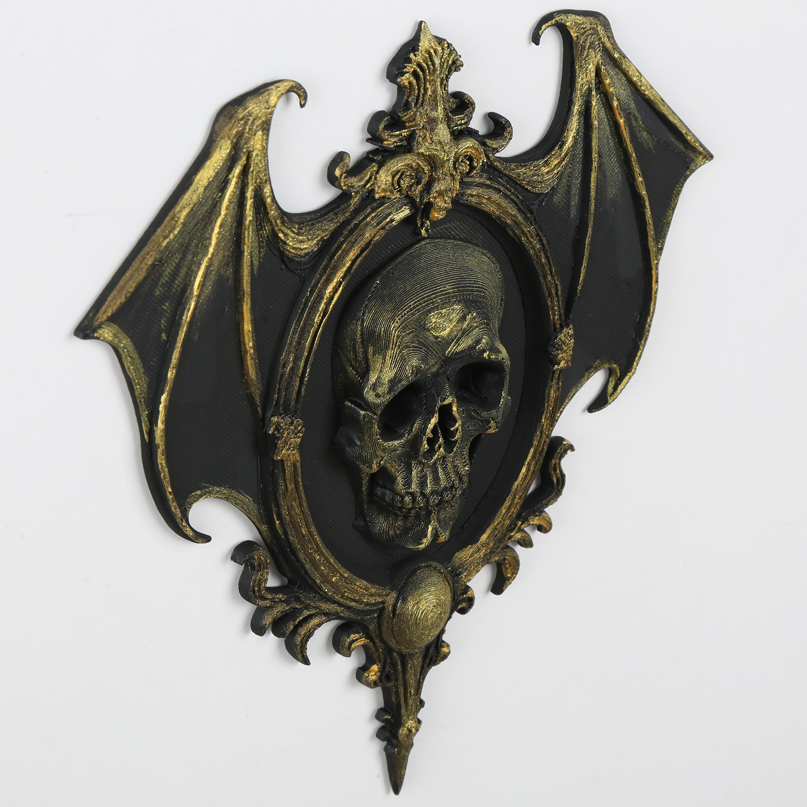 Gothic Bat Wing Skull Relief Wall Decor Vintage Dark Style Resin Wall Hanging Ornament - Image 3