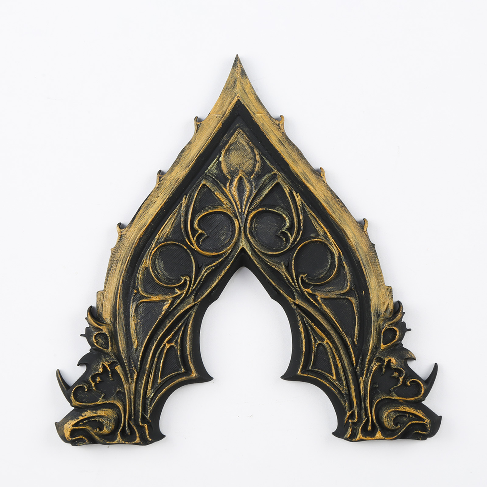 1pc Gothic Retro Pointed Arch Carved Wall Decor Vintage Black Gold Hollow Window Shape Wall Hanging Ornament - Image 3