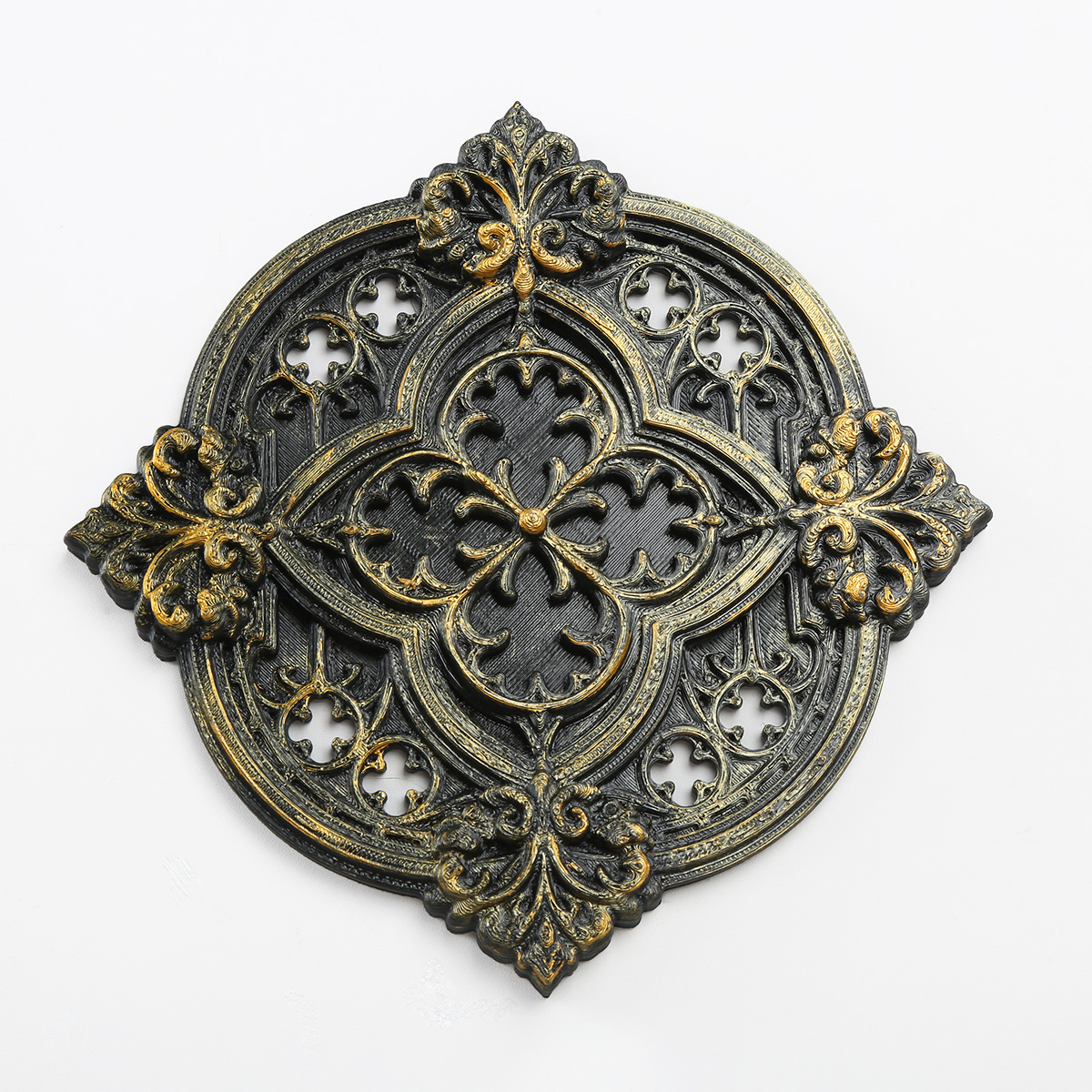 1pc Gothic Retro Hollow Carved Wall Ornament Vintage Black Gold Wall Hanging Decor for Living Room Entryway - Image 3
