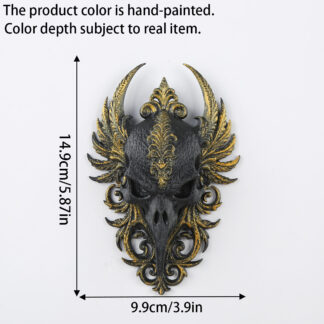 Dark - style Raven Skull Relief Wall Decoration, Halloween Baroque Pattern Wall Decorative Ornament
