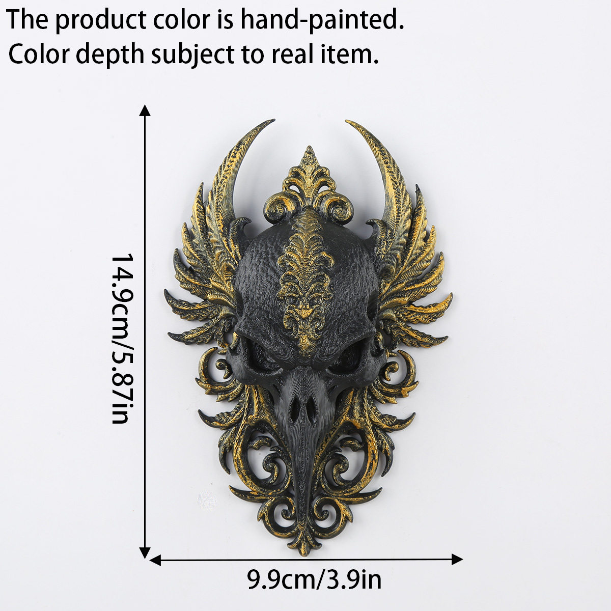 Dark - style Raven Skull Relief Wall Decoration, Halloween Baroque Pattern Wall Decorative Ornament