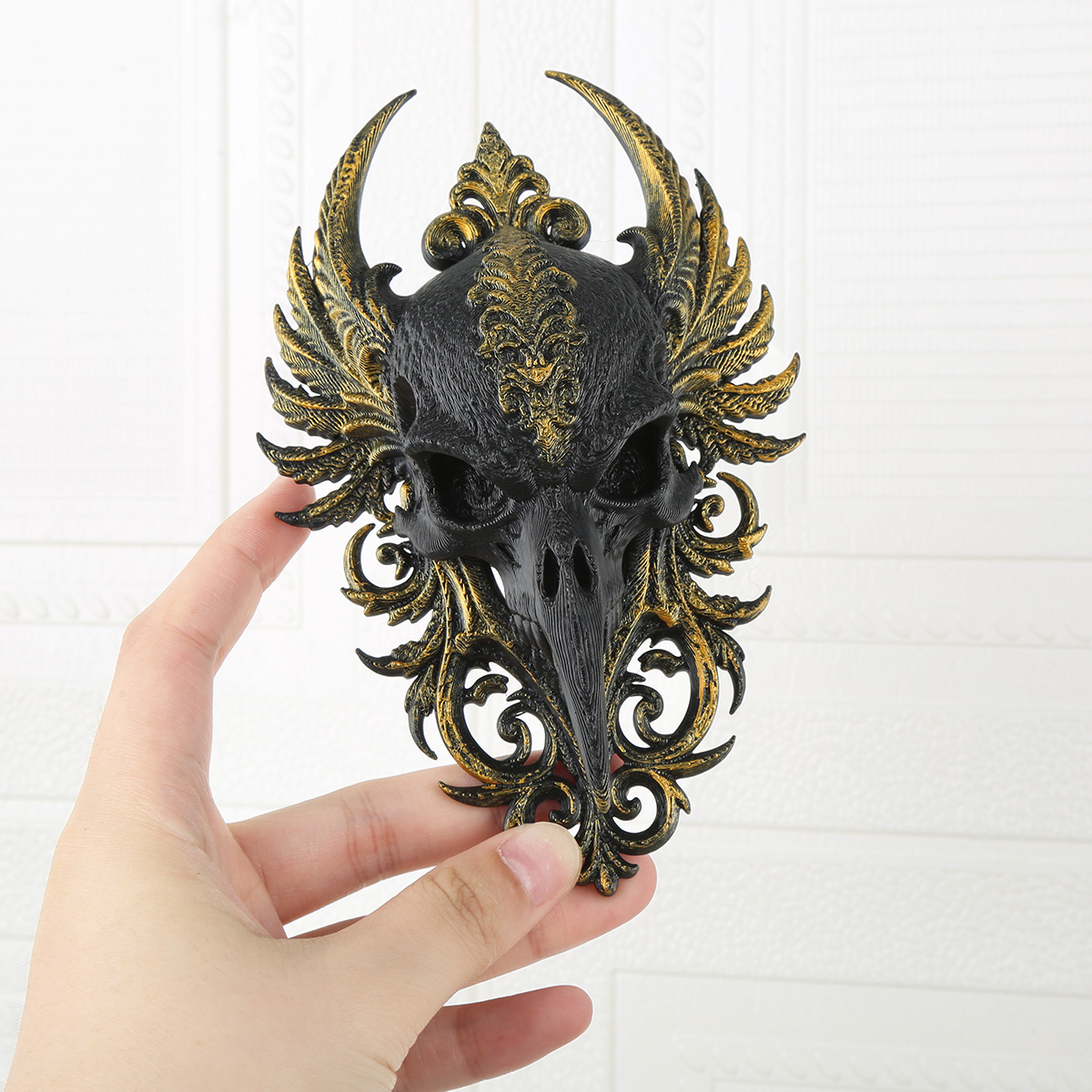 Dark - style Raven Skull Relief Wall Decoration, Halloween Baroque Pattern Wall Decorative Ornament - Image 3