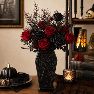 1pc Coffin‑Shaped Spider Web Vase Halloween Dark Style Dried Flower Home Desktop Decor Ornament