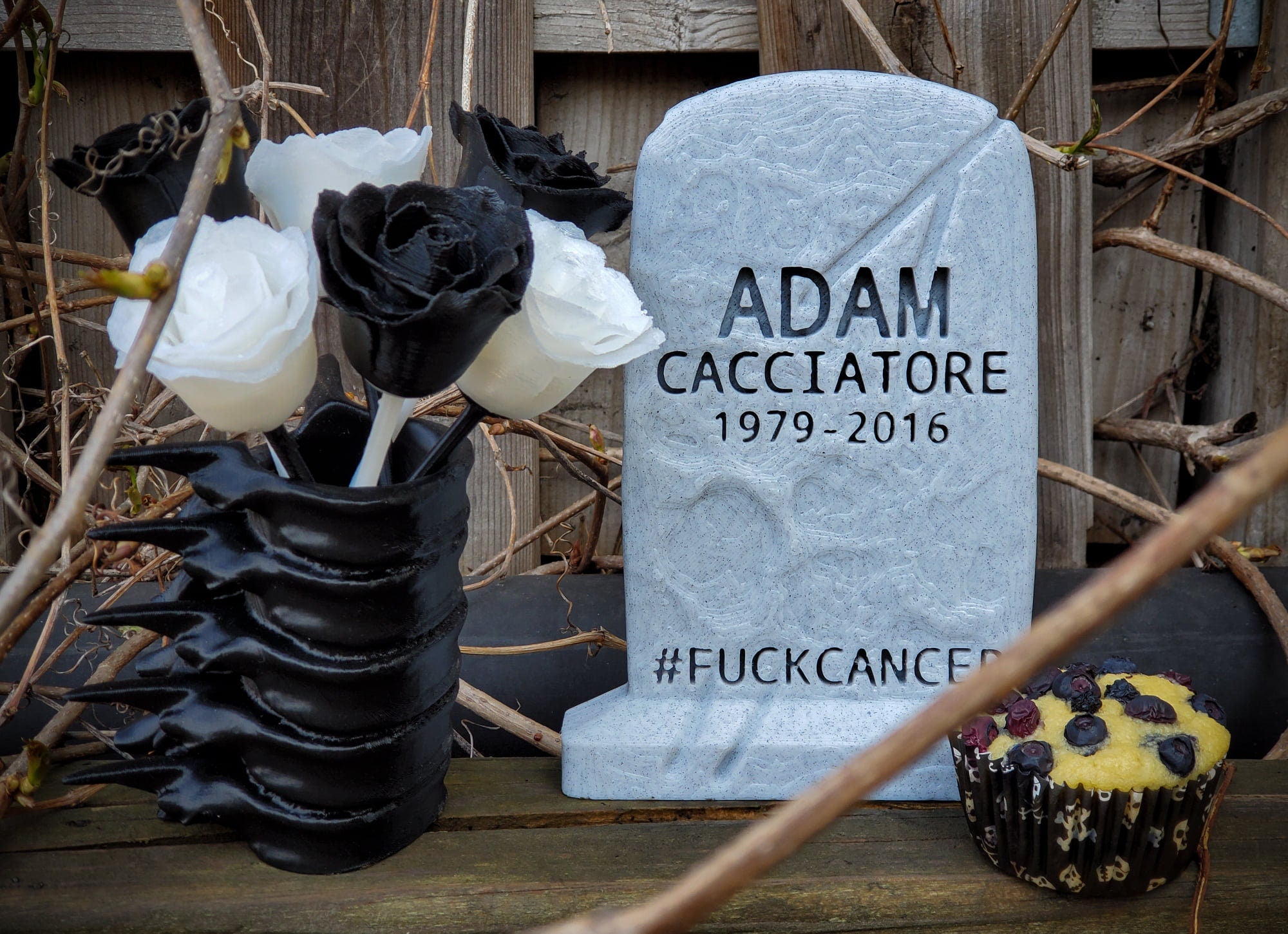 Loved One Memorial 7.5" Tall Headstone • Gothic Home Garden Decor • Personalized 3D Print