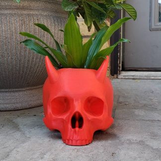 Large Horned Skull Planter • Gothic Home Garden Decor • 3D Printed