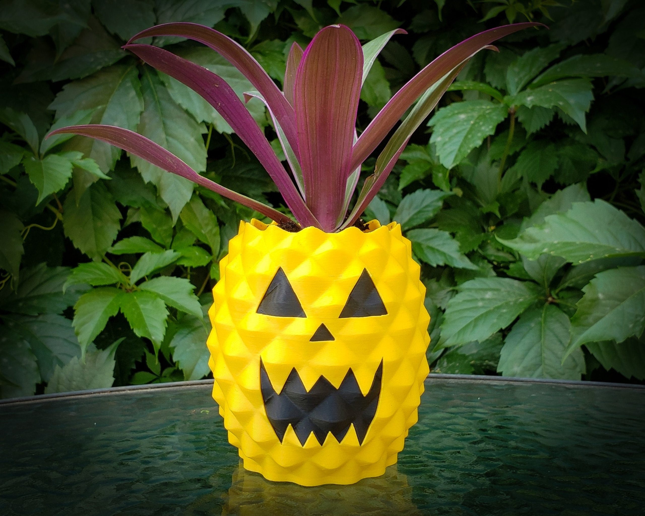 Pineapple Jack-O-Lantern Planter • Gothic Home Garden Decor • 3D Printed