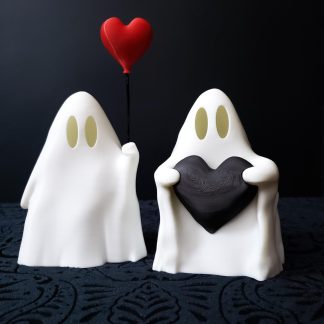 Valloween Ghost Figurines with Love Hearts • Gothic Home Decor • 3D Printed