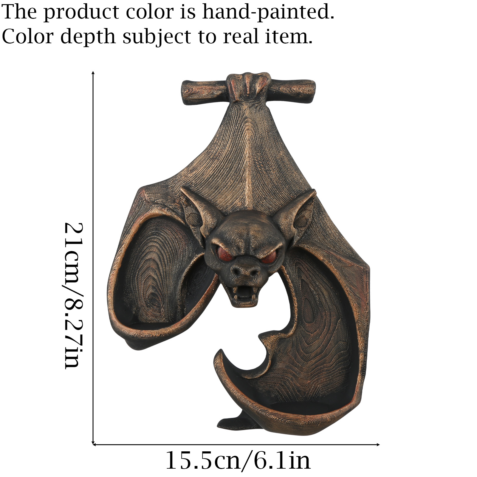 Gothic Upside Down Bat Wall Candlestick Vintage Dark Resin Wall Decor Candle Holder Ornament - Image 3