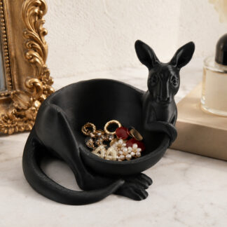 1pc Black Kangaroo Shaped Storage Ornament Entry Table Key Jewelry Tray Home Decor Storage Bowl