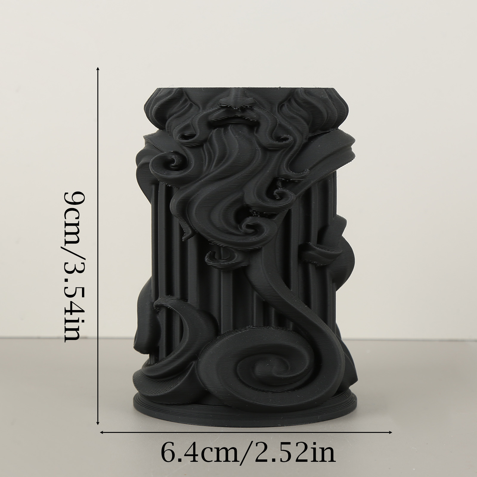 1pc Vintage Gothic Carved Figure Makeup Brush Holder Black Resin Relief Desktop Pen Holder Cosmetic Tool Storage Decor - Image 2