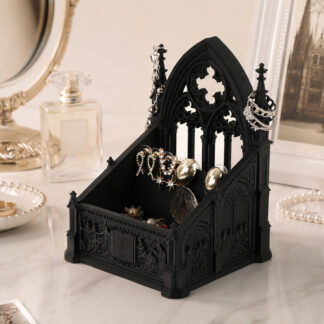 1pc Gothic Church Shaped Jewelry Storage Box Dark Retro Architectural Style Dresser Earring Necklace Storage Ornament
