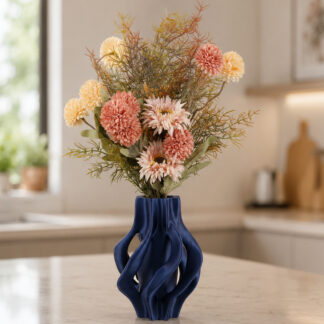 1pc Creative Twisted Hollow Blue Art Vase Modern Home Table Dried Flower Arrangement Decor Ornament
